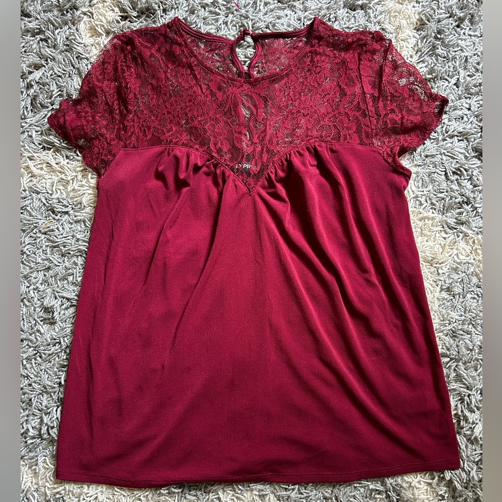 Express Deep Red Lace Top